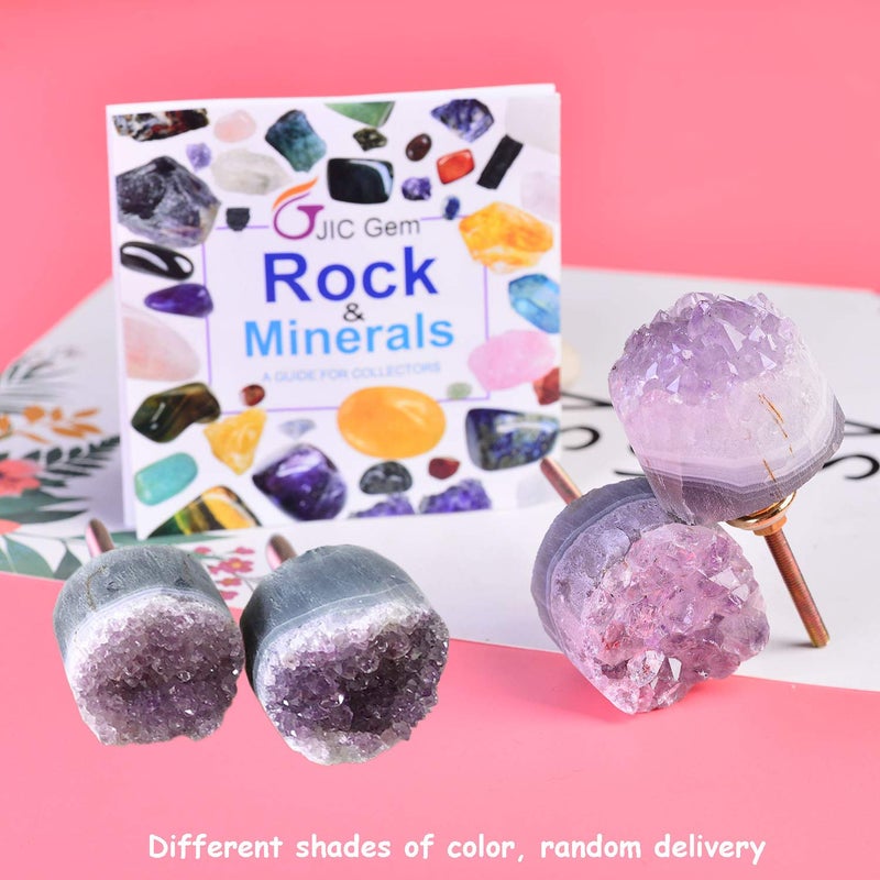 JIC Gem Set of 2 Amethyst Drawer Knobs Crystal Stone Cabinet Knobs Kitchen Cupboard Pull Handles - Image 5